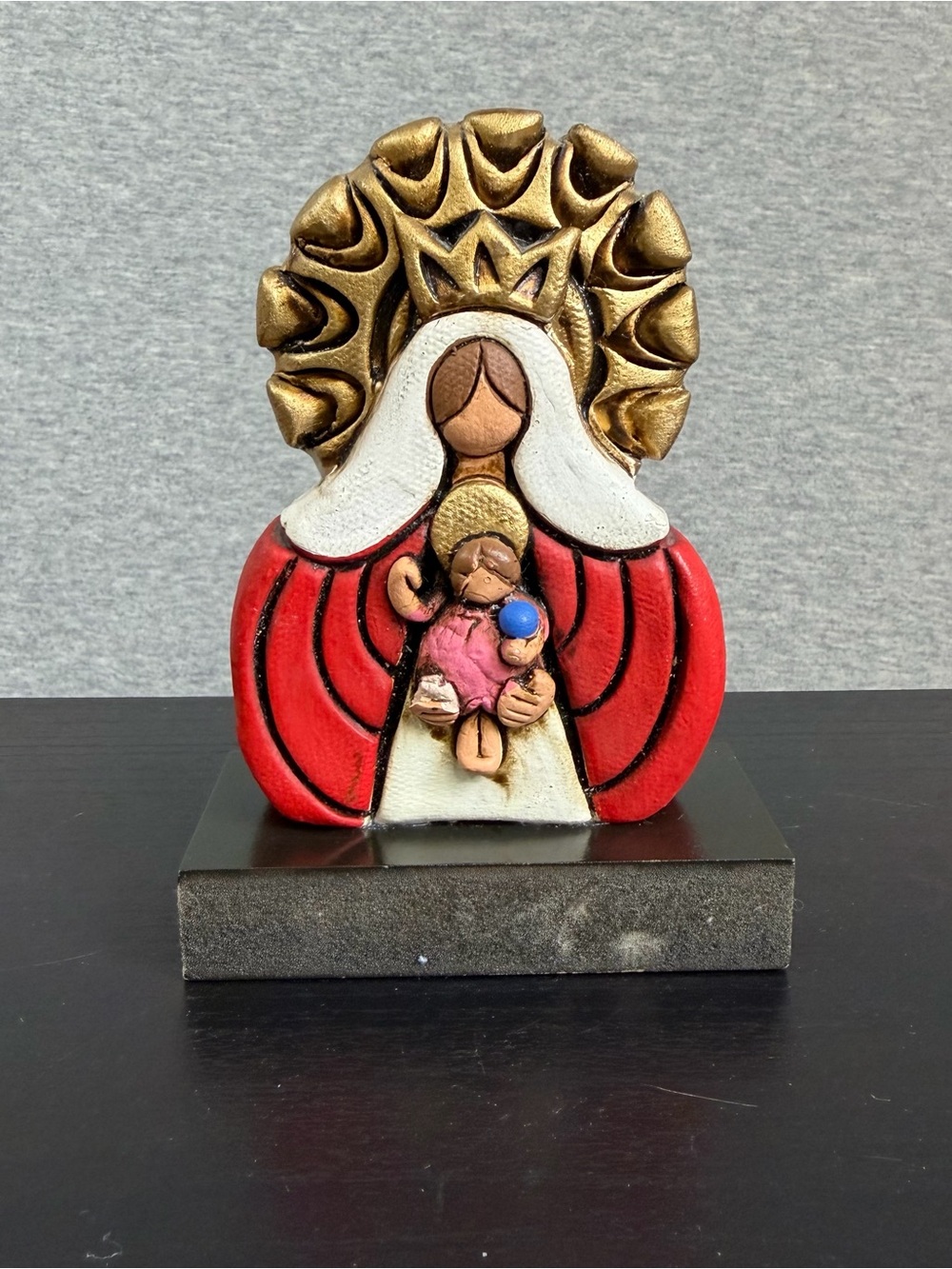 Our Lady of Coromoto Clay Sculpture Venezuelan Artisan Folk Art Guacamaya 5”